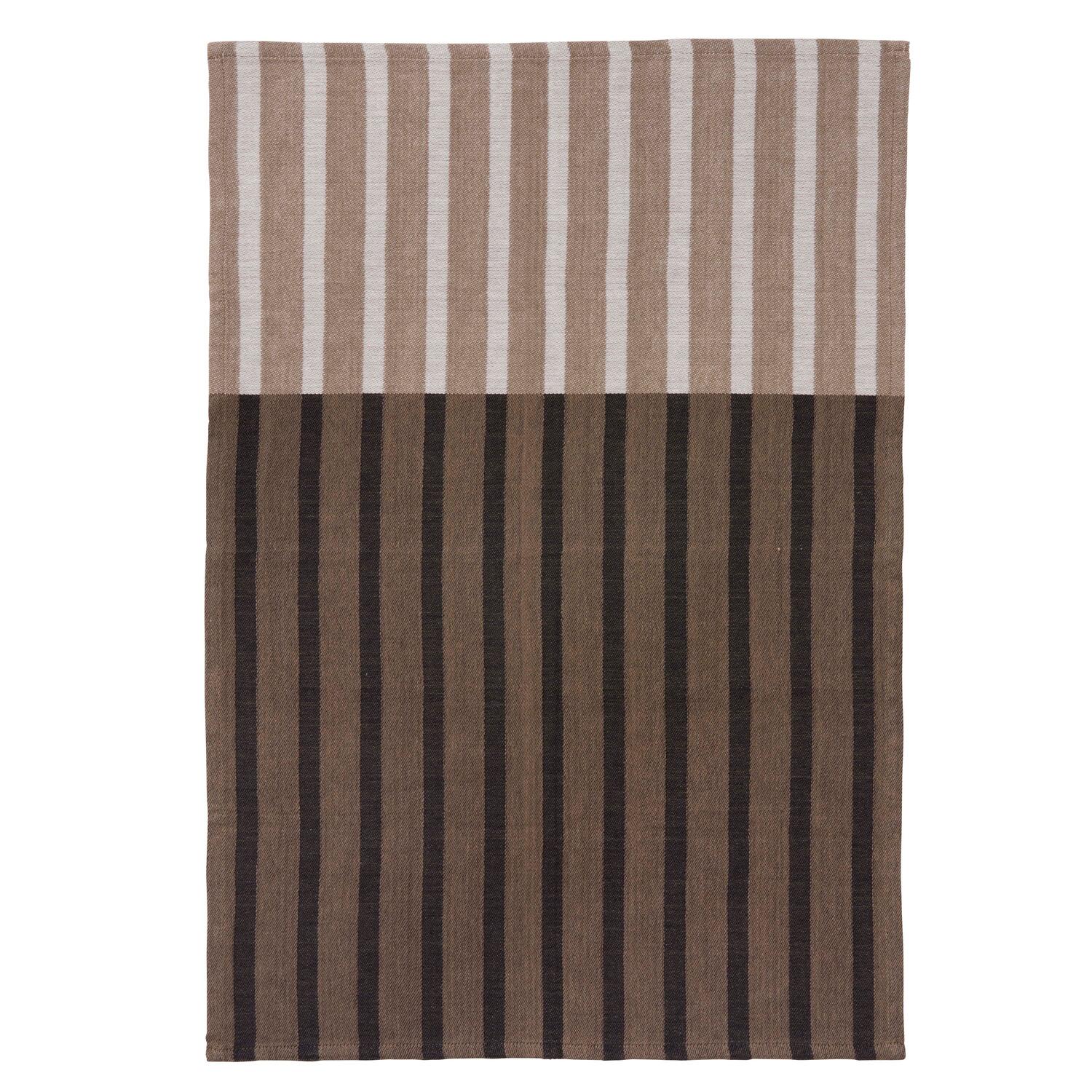 Viskestykke stribet, sort/grøn - 50x70 cm.